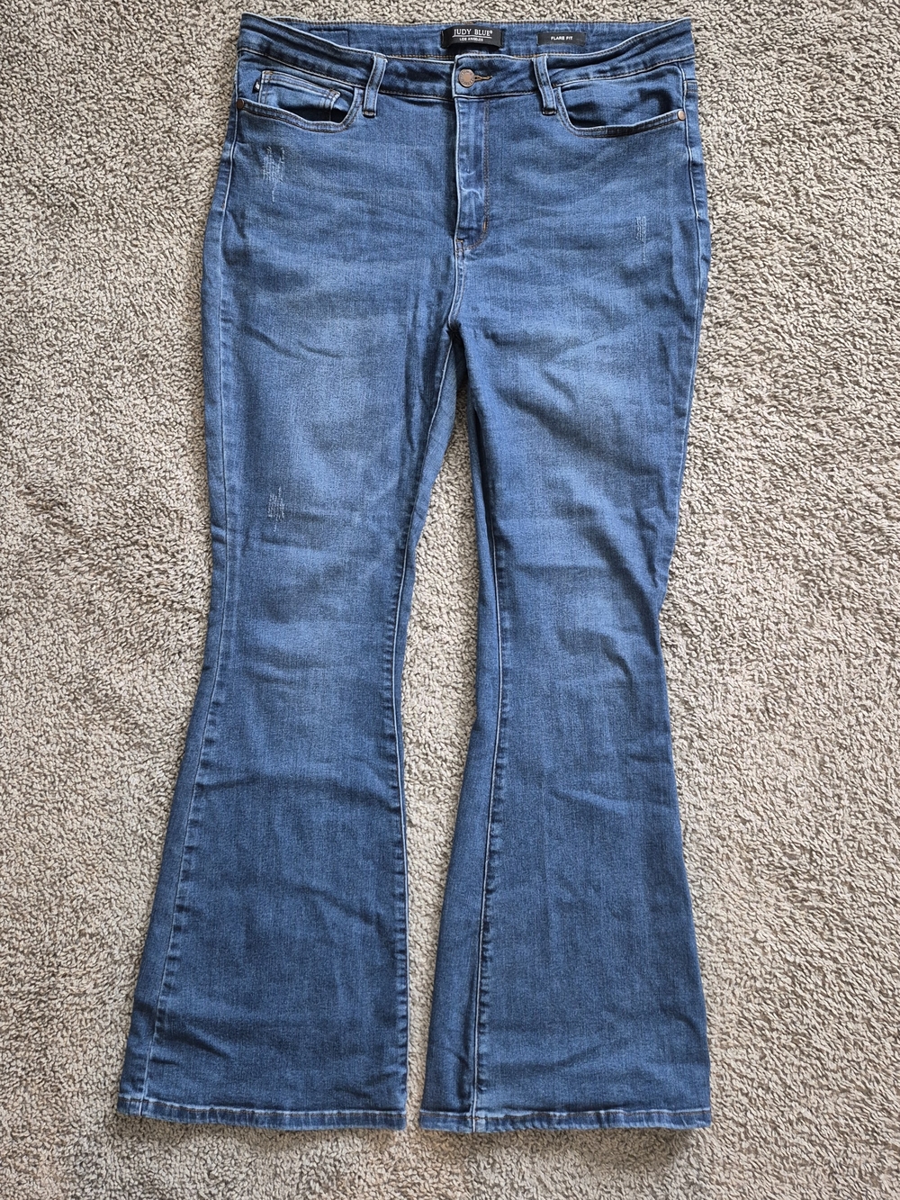 Judy Blue High Rise Flare Fit Stretch Jeans Blue Denim Size 15 32